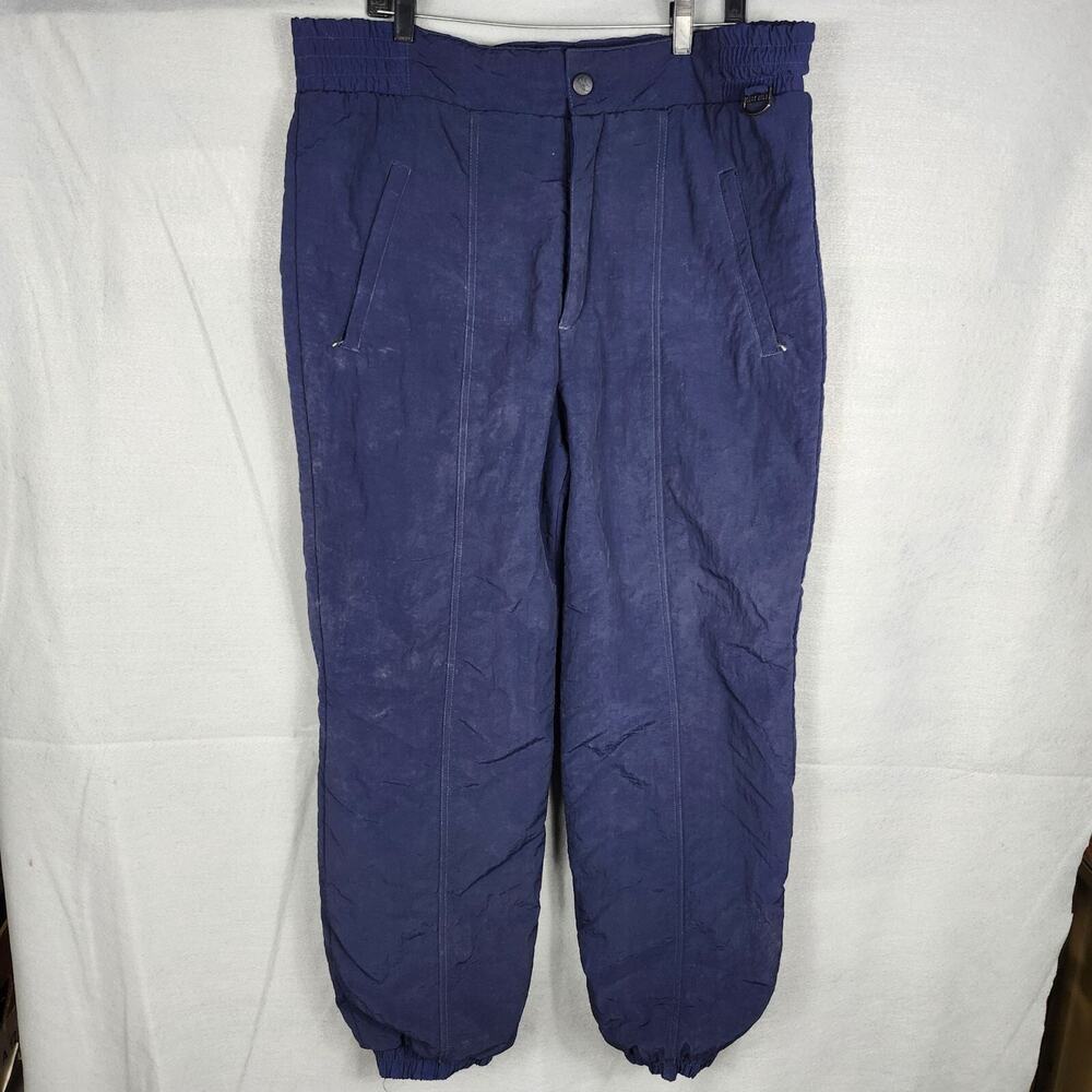 Men's Vintage Navy Blue Bear SKI Blue Nylon Insulated Snow Pants XLarge